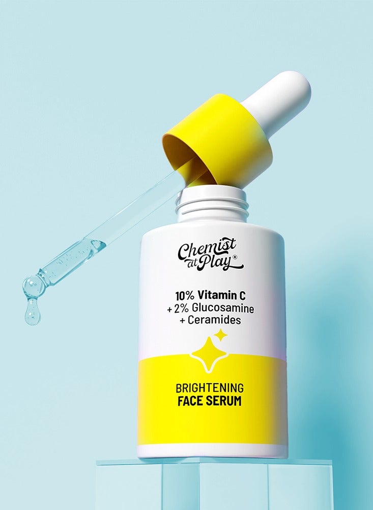 Chemist at Play سيروم وجه بفيتامين C بنسبة 10% | يضيء ويمنح إشراقة | يخفف البقع الداكنة | يعالج فرط التصبغ | يوازن إنتاج الميلانين | حمض الإيثيل أسكوربيك والجلوكوزامين | لجميع أنواع البشرة 30 مل - Image 1